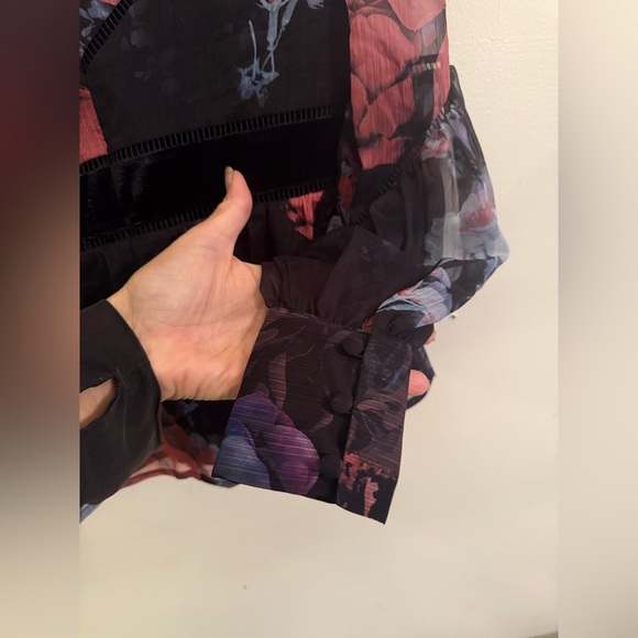 Ted Baker Black Floral Sheer Blouse - Picture 5 of 12